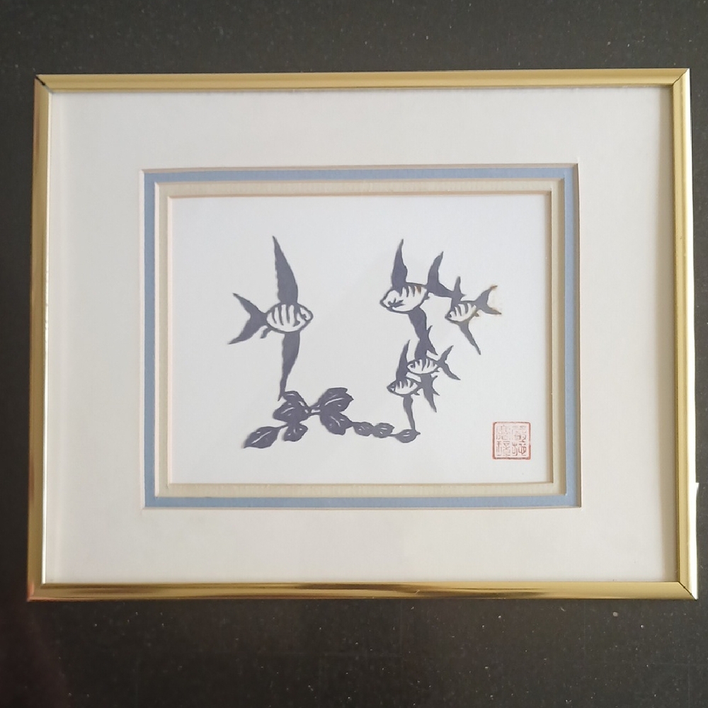 Gold Framed Fish Art Print
